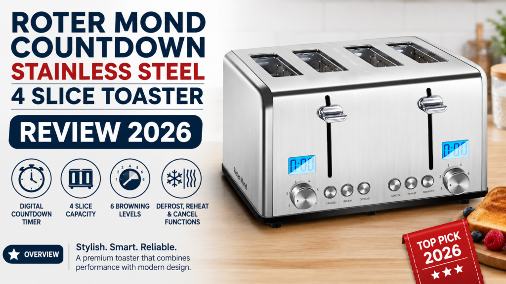 Roter Mond Countdown Stainless Steel 4 Slice Toaster 