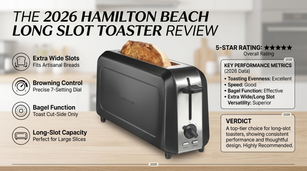 Hamilton Beach Extra Wide Long Slot 2 Slice Toaster 